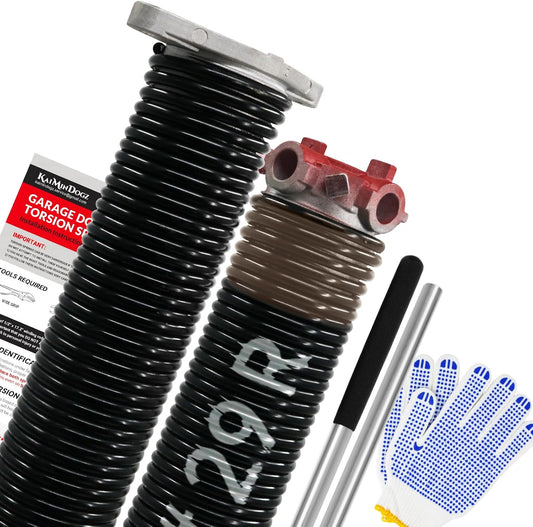 Pair of 1.75" Garage Door Torsion Springs Set with Non-Slip Winding Bars&Gloves, High Precision Electrophoresis Oil-Free Black Coated for Replacement, MIN 16,000 Cycles (0.234 x 1.75"x 29")