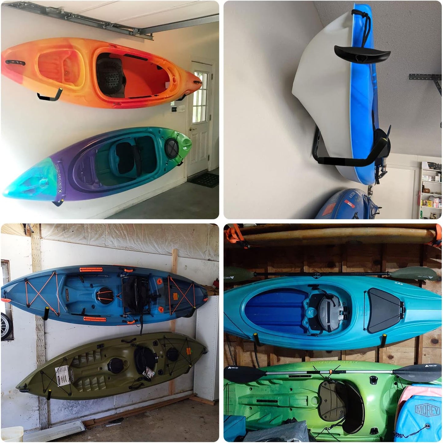 100 LB Capacity (15") Heavy Duty Garage Storage Hooks (4packs) Kayak Storage Hanger Wall Mounted Rack for Hanging Ladders, Bikes