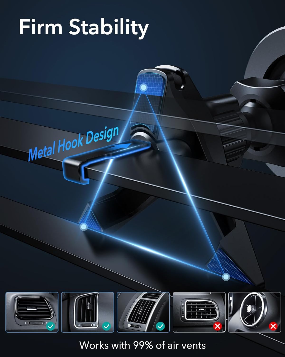 ESR for MagSafe Car Mount, Magnetic Car Phone Holder Mount, Air Vent/Dashboard Magnetic Phone Mount for iPhone 16/15/14/13/12, Galaxy S25, Strong Magnets, Charging Not Supported, Black Carbon Fiber