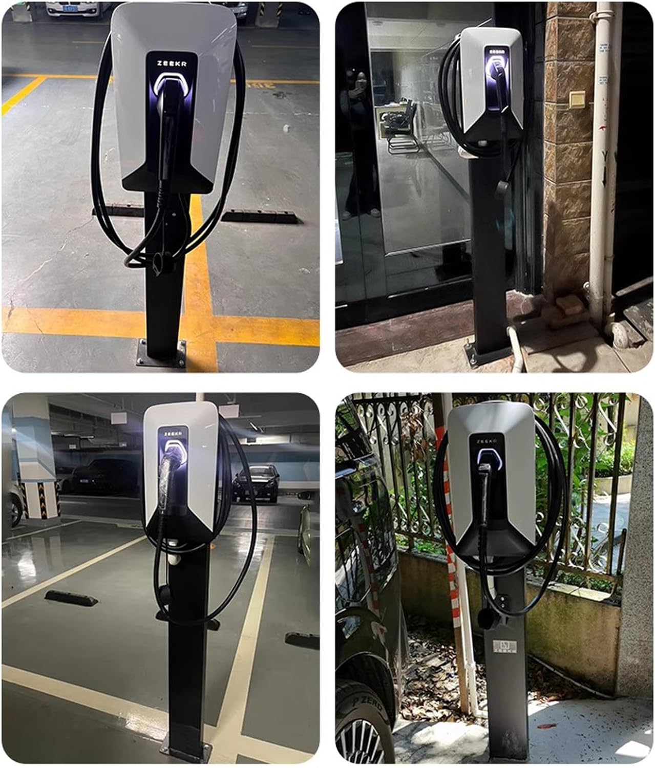 EV Charger Connector Pedestal Electric Vehicle Charging Stations, Stainless Steel, Combination Lock, Charging Pillar Charging Lever Charging Column for Charging Station Garage