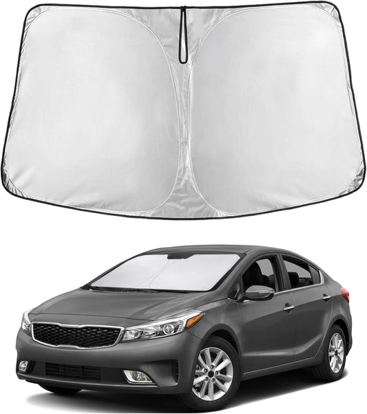 Econour Windshield Sun Shade for Kia Forte 2019-2025 Accessories Custom Fit Window Shade Sun Visor Protector Foldable Blocks UV Rays Keep Your Car Cooler