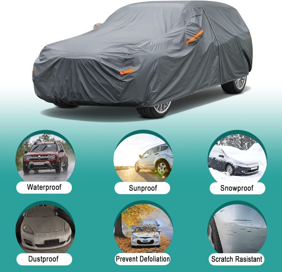 Premium Car Cover Custom Fit Kia Soul (2009-2025), 16 Layers Heavy Duty Car Cover Waterproof All Weather with Zipper Door for Sun Rain Snow Dust Uv Protection