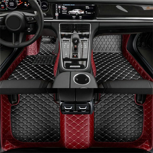 Custom Artificial Leather Waterproof All-Weather Car Floor Mats Fit for 99% Sedan SUV Sports Car Vehicle Car Mat (Wine red Black Beige)