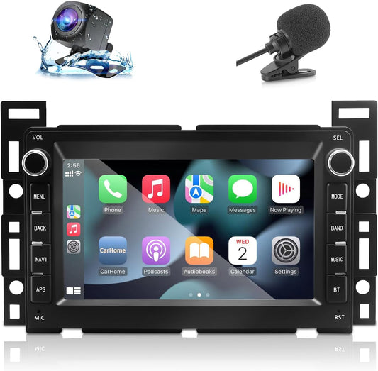 [2+64G] Car Radio for Pontica G6 (2005-2008)/ Torrent 2006, Chevy Equinox (2005-2006)/ Malibu, 2 Din Car Srereo with Wireless Carplay/Android Auto, Steering Wheel Controls/AHD Camera/FM/App Store