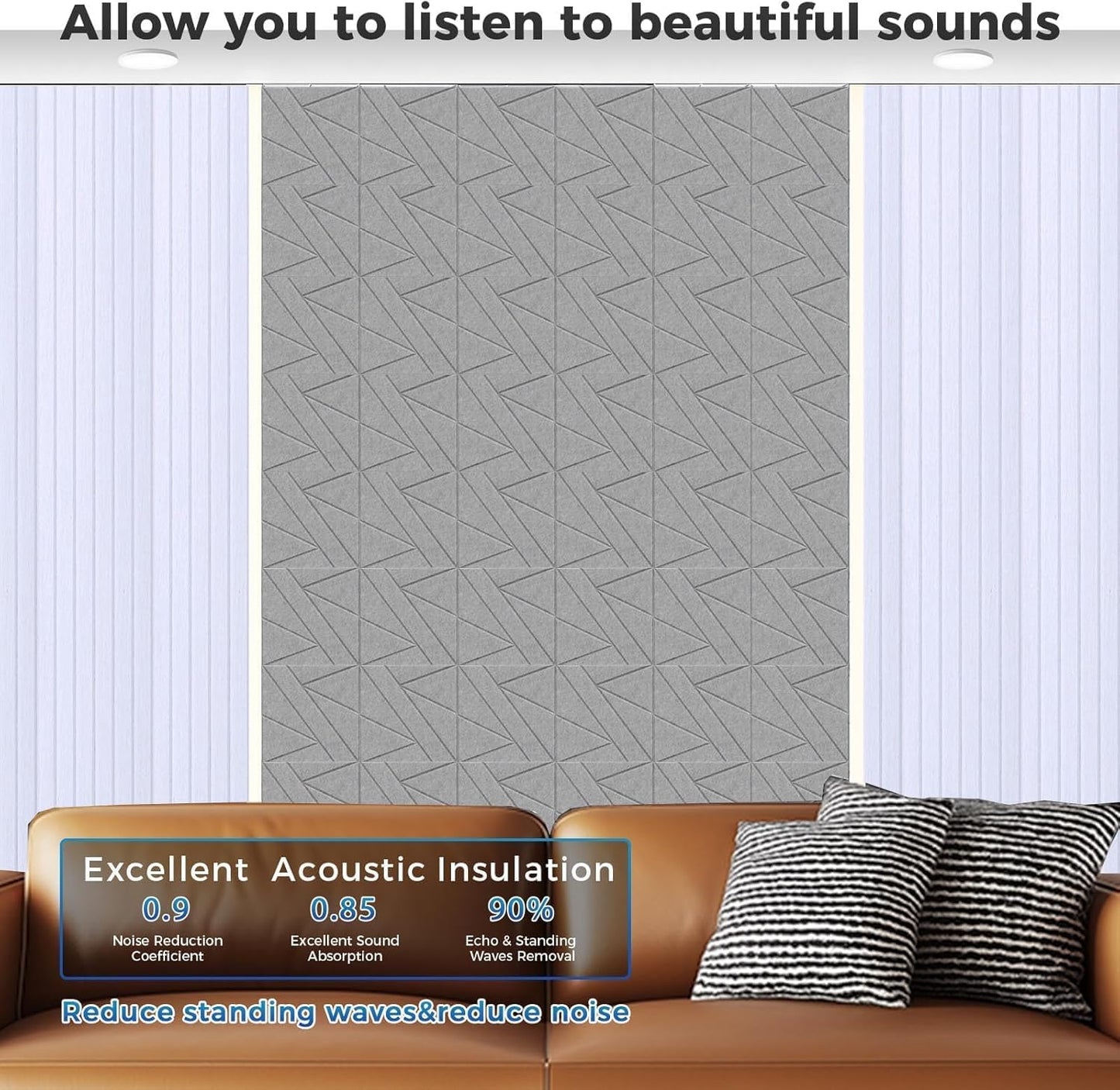 【10 Pack】 Acoustic Panels Self-Adhesive (0.4" Thick | 0.8lb/ft³ Medium Density) - 12x12 Soundproof Foam Tiles for Home Office/Wall Sound Absorption, Noise Reduction Panels Studio Use - Gray