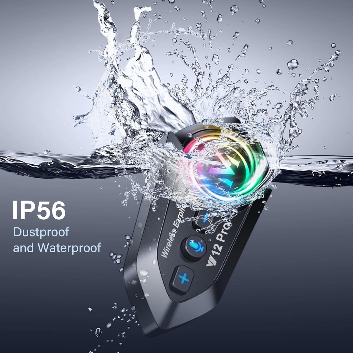 Motorcycle Helmet Headset Speakers Headphones with 2 Way Intercom 550 Yards,HiFi Sound,Noise Cancellation,Music Share,FM,Easy to Connect/Use,IP56 Waterproof,Voice Assistant