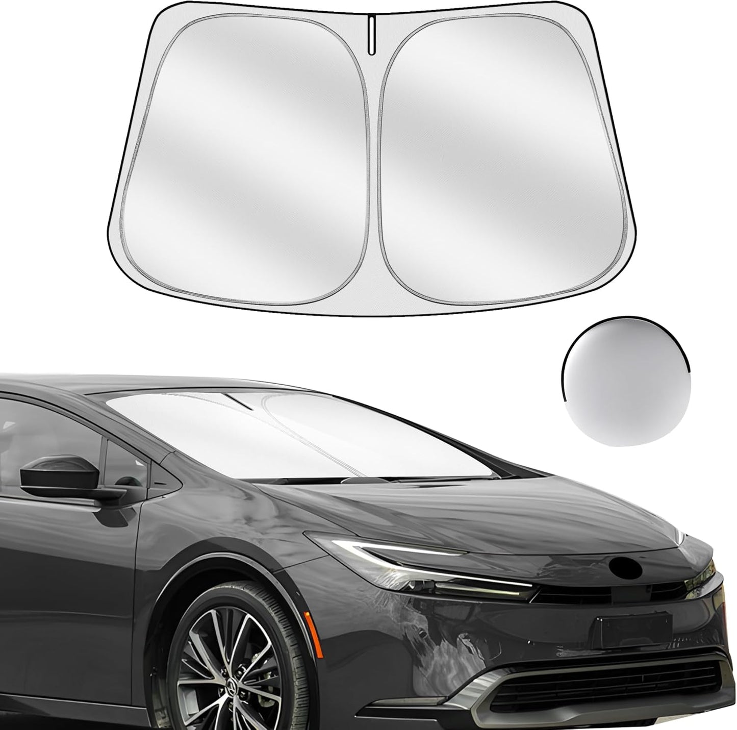 Windshield Sun Shade for Toyo-ta Prius (NOT for Prius C or Prius V) 2023-2025 Foldable Sunshade Custom Fit Front Window Car Interior Accessories Protector Blocks UV Rays