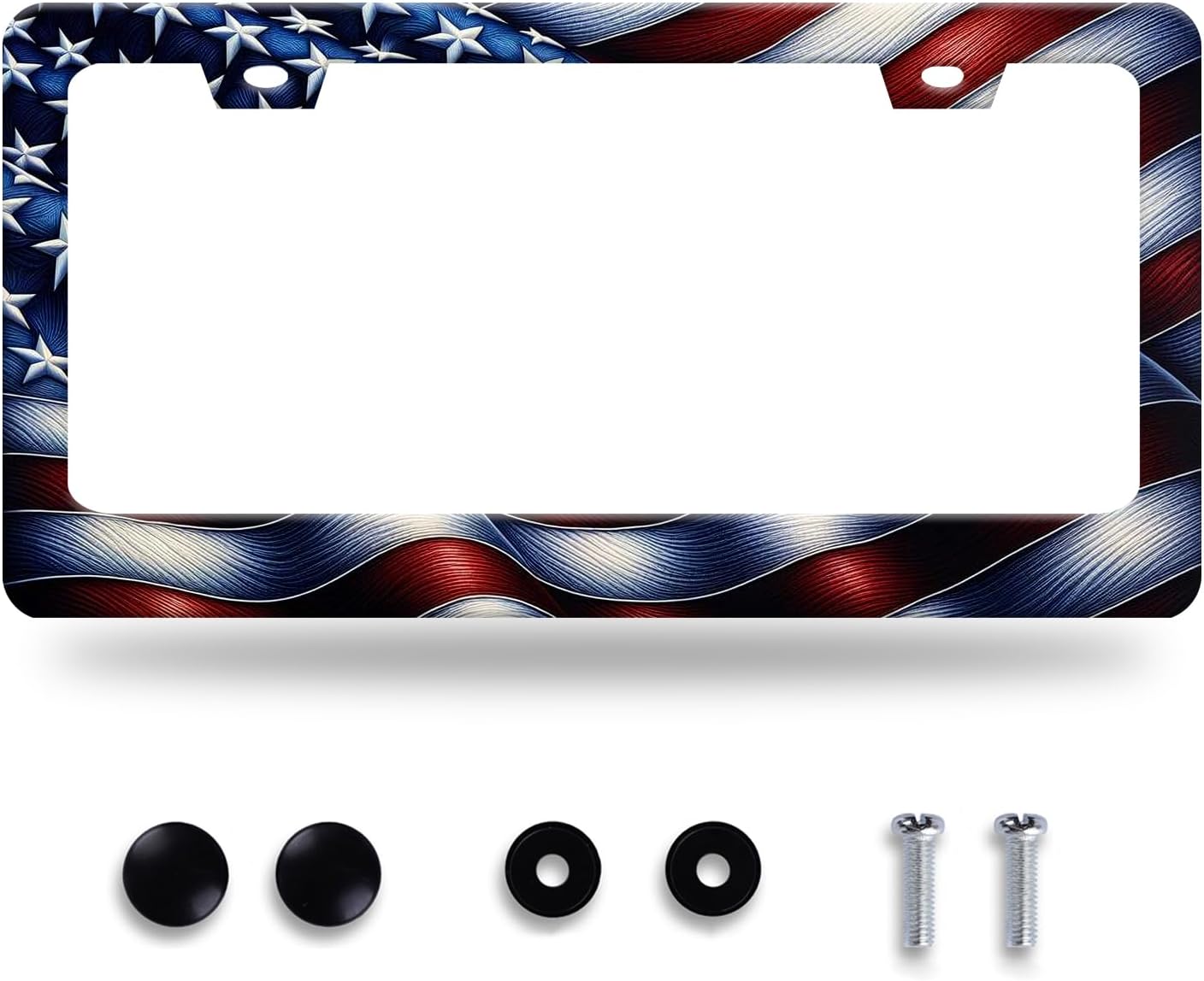 Personalised License Plate Frame American Flag USA License Plate Stainless Steel Funny License Plate Holder Patriotic Car Accessories Decoration 12.3" x 6.3" for Men Women