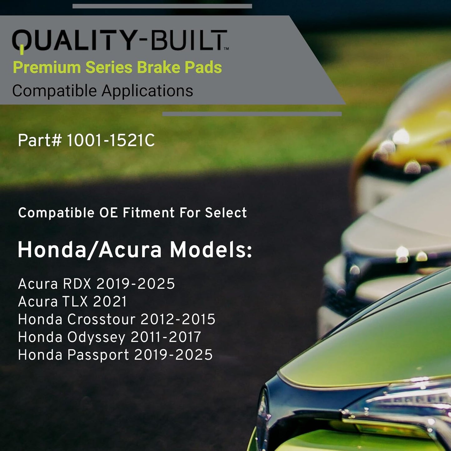 Premium Ceramic Front Brake Pads (1001-1521C) Compatible with Acura RDX 2019-2025, Acura TLX 2021-2021, Honda Crosstour 2012-2015, Honda Odyssey 2011-2017, Honda Passport 2019-2025
