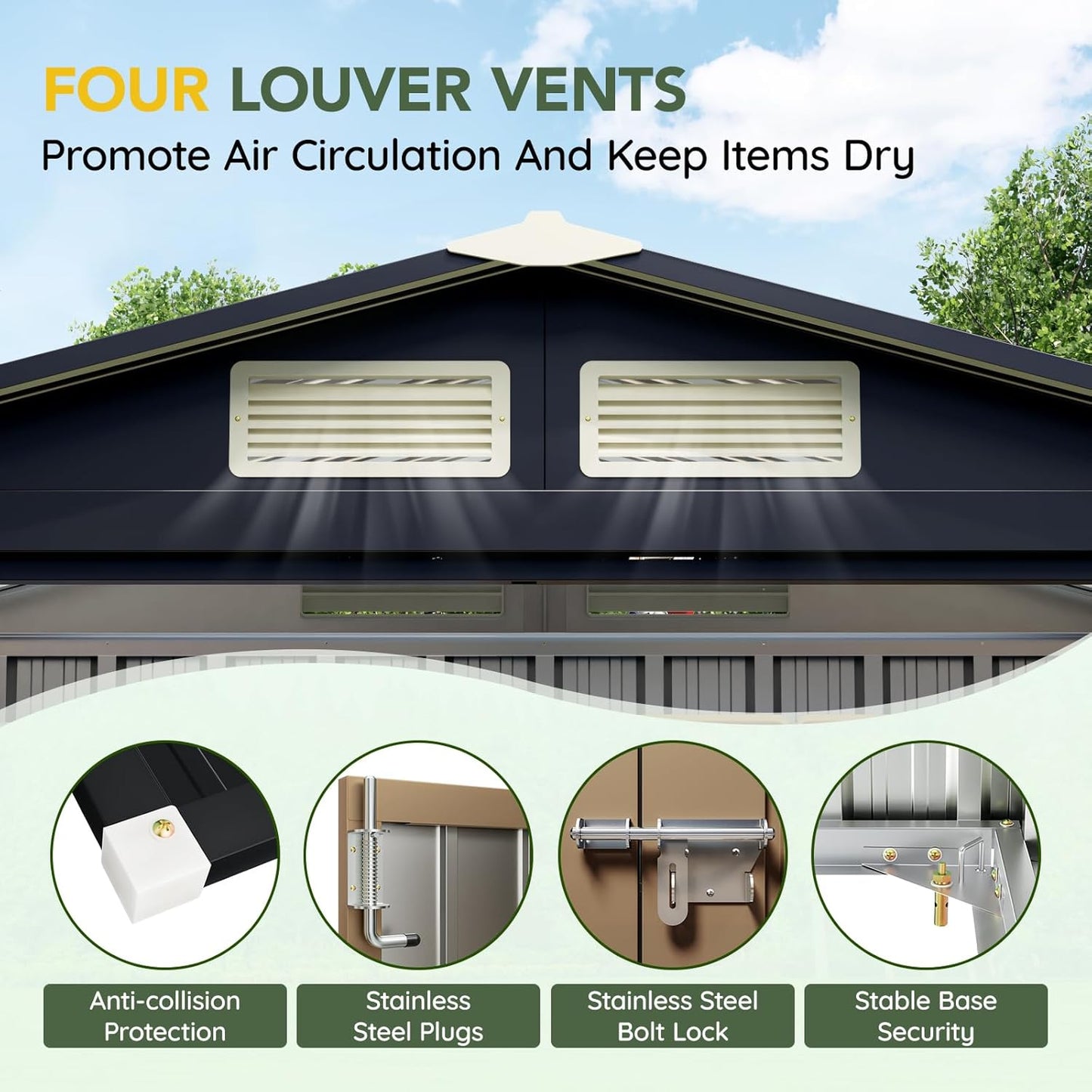 Breezz 5x3FT Outdoor Steel Storage Shed, Lockable Doors, Compact Metal Tool Shed for Garden, Backyard, Patio, Utility, and Bike Storage,Brown