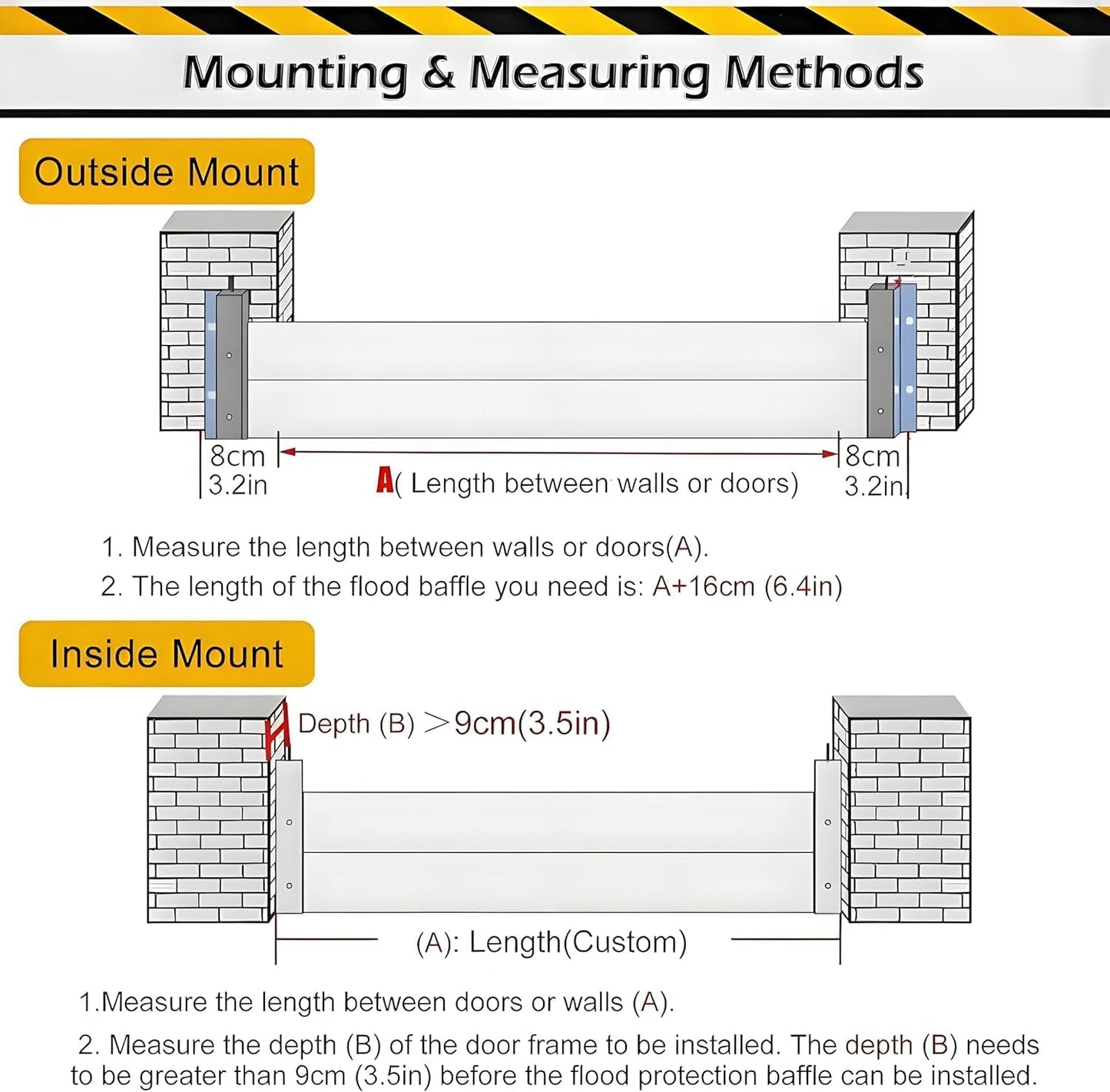 Flood Barriers for Home Exterior - Aluminum Alloy Outdoor Easy Flood Barrier Garage Doors Water Barriers for Flooding,H15.7 Inch/L8.5FT
