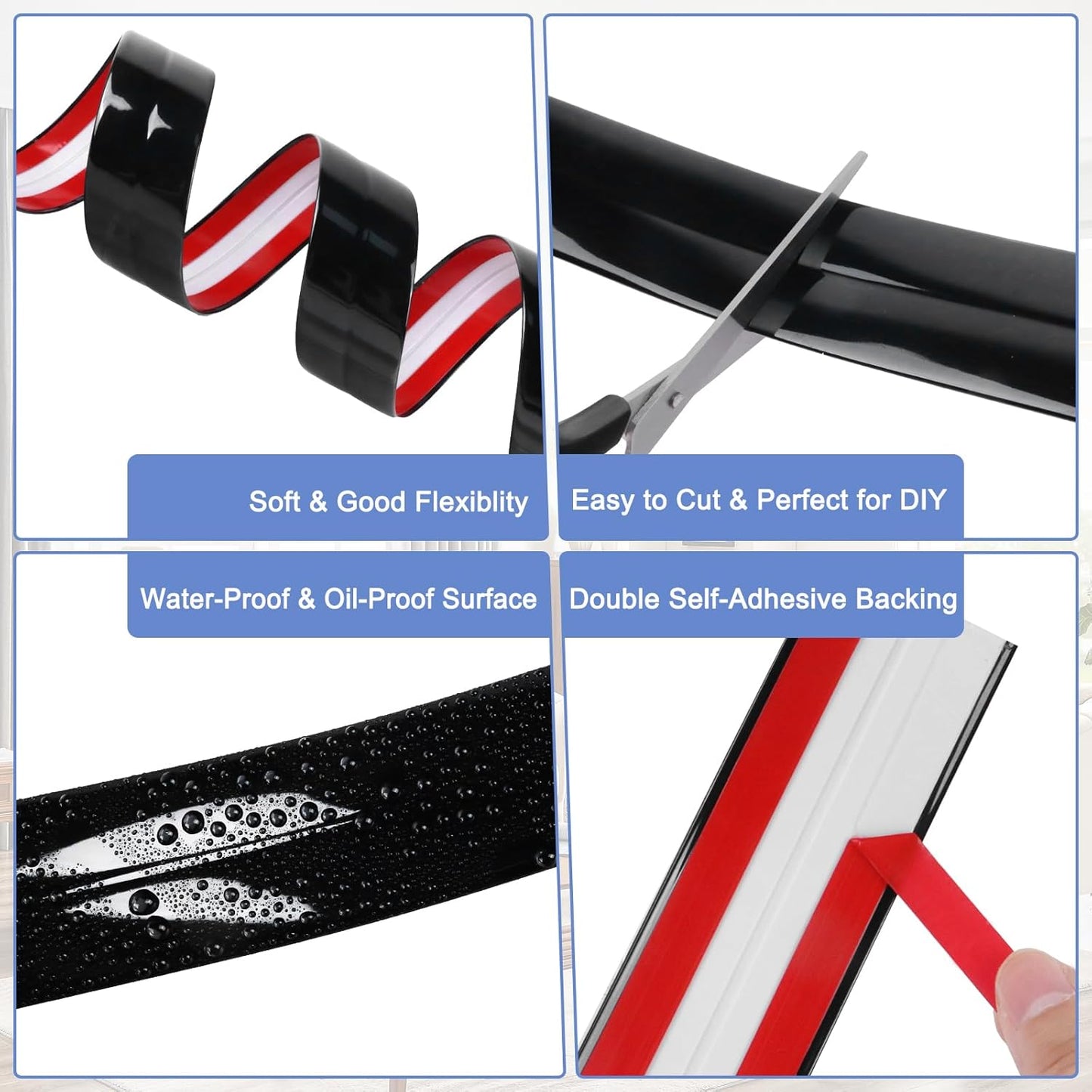 Wall Corner Protector Moulding Trim Peel and Stick Wall Corner Guards Trim Flexible Self Adhesive Edge Protector Moulding, 0.8 in x 10 Ft, Black