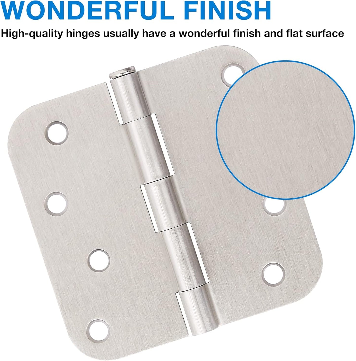 18 Pack 4 Inch Nickel Door Hinges Satin/Brushed Nickel Door Hinges 4 in x 4" Exterior Interior Door Hinge for Stardand Doors Stall,Front,Closet,Silver Residential Hinge Iron Bifold Door Hinge