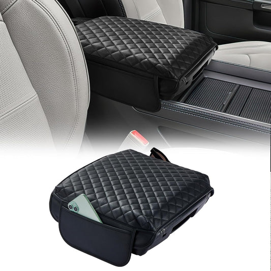 JOYTUTUS Center Console Cover for Ram 1500, 2500, 3500 (2019-2025) - Leather Arm Rest Cover with 2 Pocket
