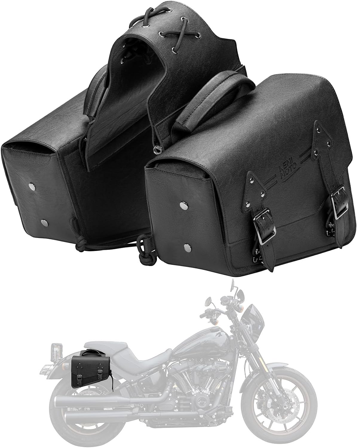 KEMIMOTO Motorcycle Saddlebags Leather Side Bags 12L Compatible with Sportster 883 1200 Softail Low Rider S Cruiser Dyna V-star Shadow Vulcan Rebel