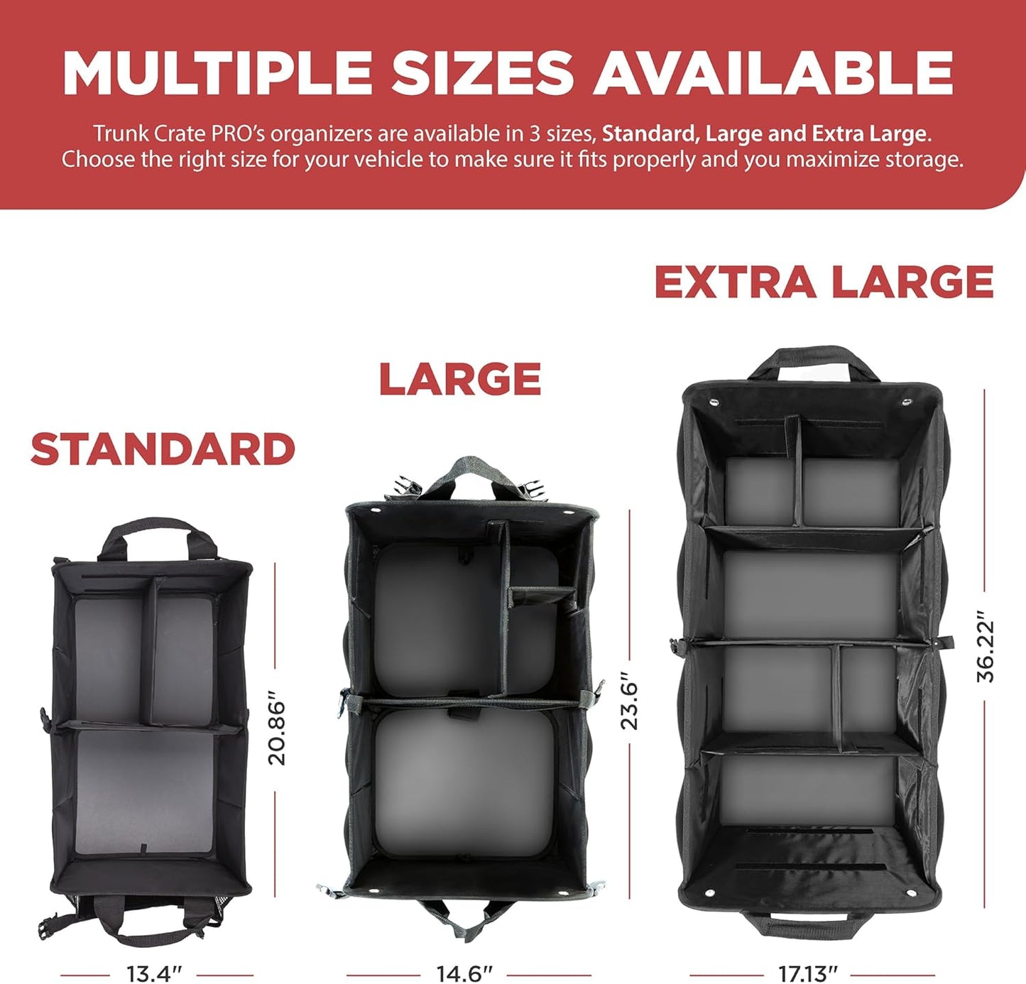 TRUNKCRATEPRO Car Trunk Organizers | Trunk Organizer, Car Storage Organizer - Premium Compartments Collapsible Portable car trunk organizers and storage for SUV (Large Capacity)
