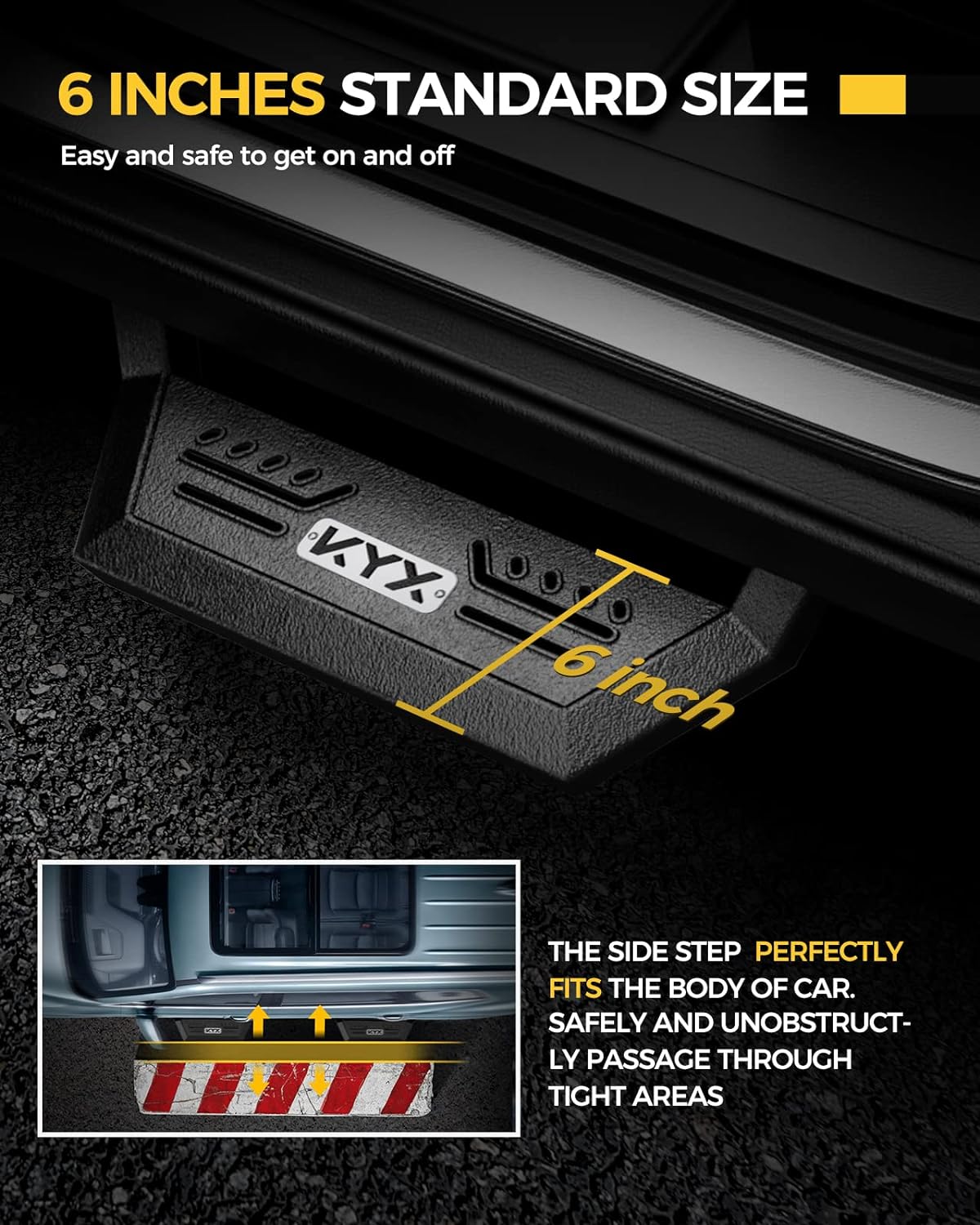 KYX 6 inches Running Boards Side Steps Compatible with 2015-2024 Chevy Colorado/GMC Canyon Crew Cab(Nerf Bar Side Steps Side Bars)