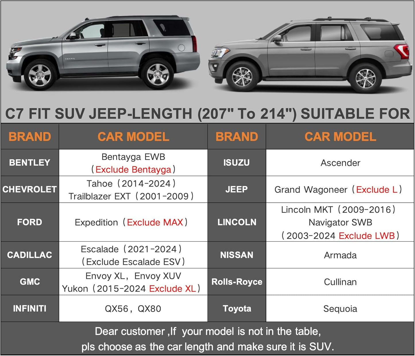 Kayme 7 Layers SUV Car Cover Waterproof All Weather, Outdoor Large SUV Cover Rain UV Protection, Universal Fit for Infiniti QX56 QX80, Ford Expedition, Nissan Armada, Toyota Sequoia (207-214 inch)