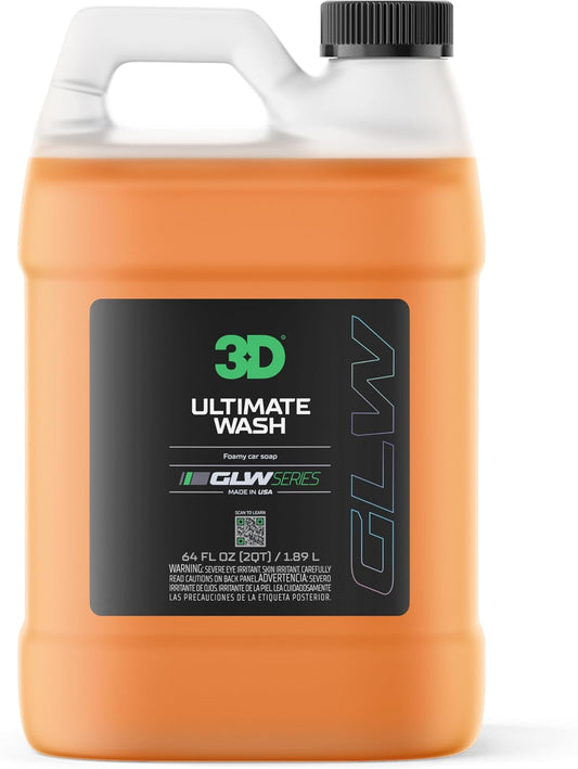 3D GLW Series Ultimate Wash – pH Neutral Car Wash Soap with Ultra Foam – Scratch-Free, High-Foaming Shampoo for Paint Protection – Safe for All Finishes - 64 oz