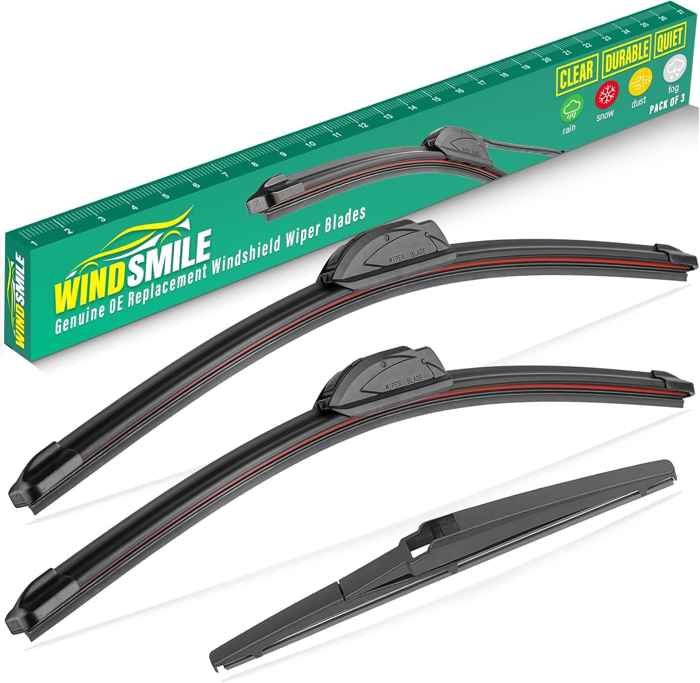 21" 18" 11" Windshield Wiper Blades Replacement for Pontiac Vibe 2003 2004 2005 2006 2007 2008 Premium All Weather Front Rear Wipers Set - OEM Quality (Pack of 3)