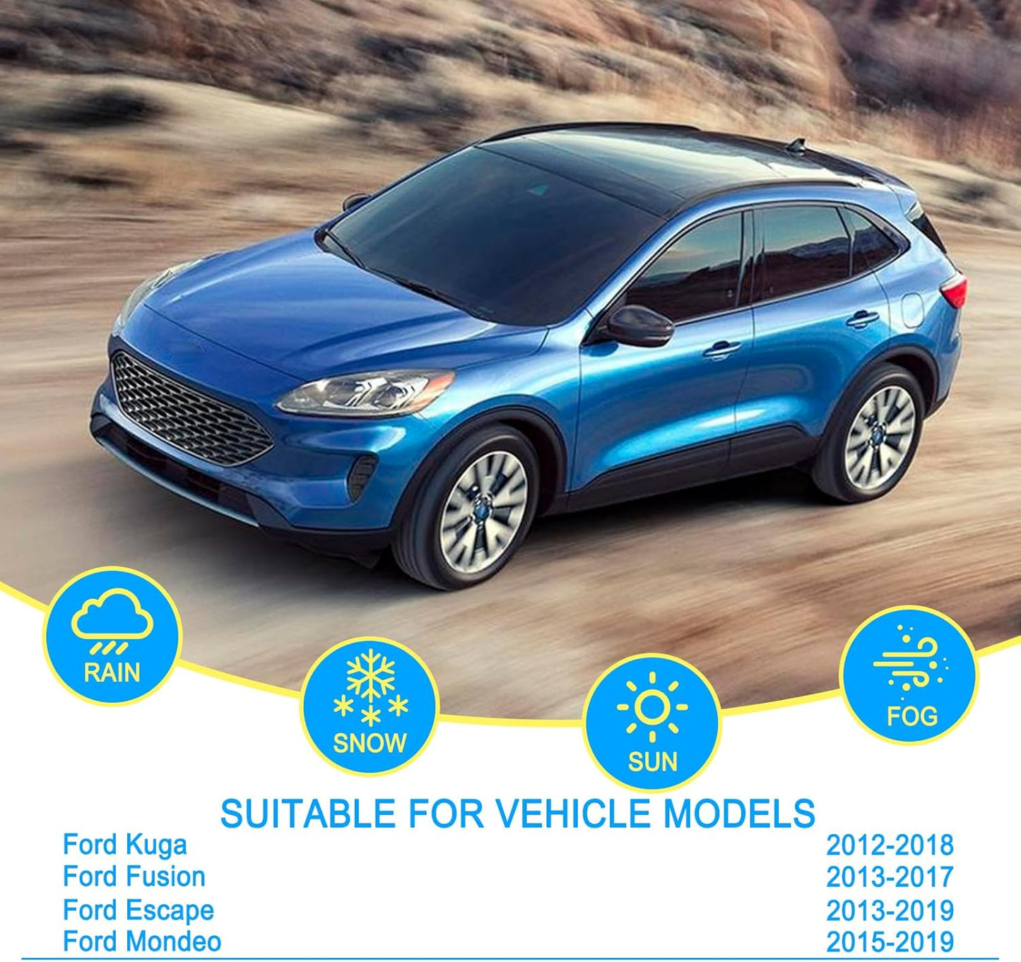 CJPPPZIW® Windshield Wipers-28 Inch+28 Inch+11 Inch Replacement for 2013-2019 Ford Escape/2012-2018 Kuga/2013-2017 Fusion Wiper Blades for My Car,Quality Front and Rear Wiper Blades(Pack of 3)