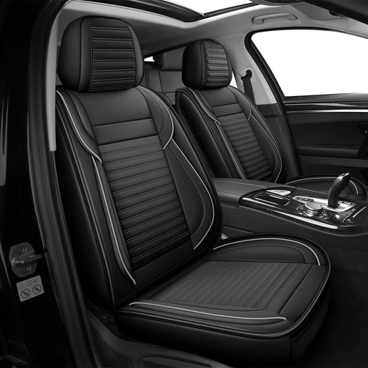LINGVIDO Car Seat Covers,Breathable and Waterproof Faux Leather Automotive Seat Covers for Cars SUV Pick-up Truck Sedan(Full Seat,Black GrayLine)