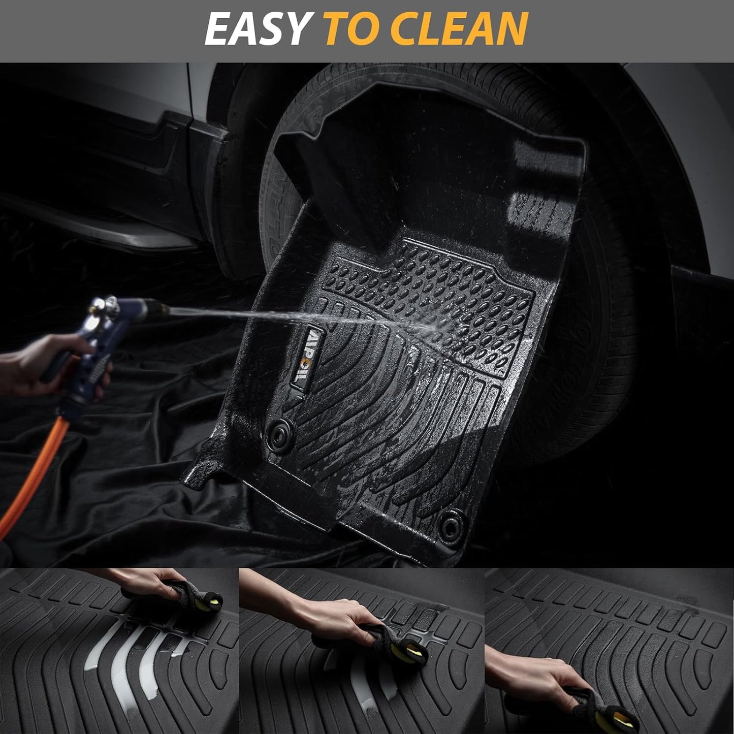 AIPOIL® Floor Mats & Cargo Liner Set for 2013-2015 Acura RDX All Weather Protection TPE Anti-Slip Automotive Full Set Custom Car Mats Accessories - Black