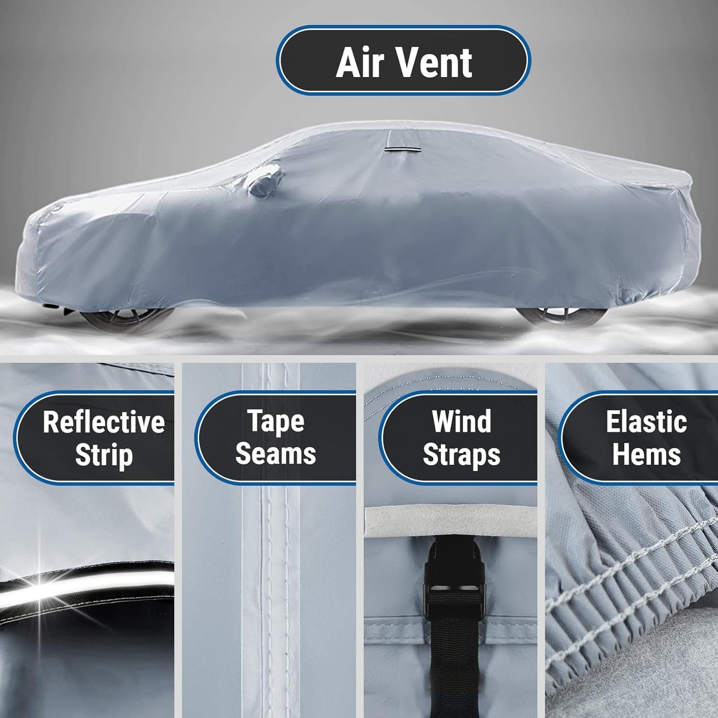 iCarCover Custom Car Cover for Buick Somerset (1985-1988) Waterproof All-Weather Rain Snow UV Sun Protector Full Exterior Indoor Outdoor Car Cover (Stripe - Gray/Black)