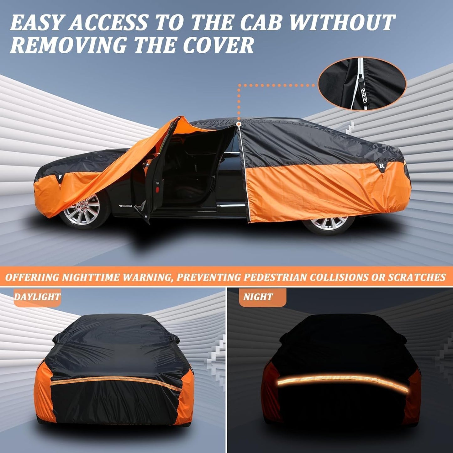 Waterproof Car Cover for Automobiles, All Weather Full Exterior Covers Fit for Toyota Camry Chevrolet Malibu Honda Accord, Universal Windproof Rain Sun UV Protection Car Covers Fit 191"-200" Sedan