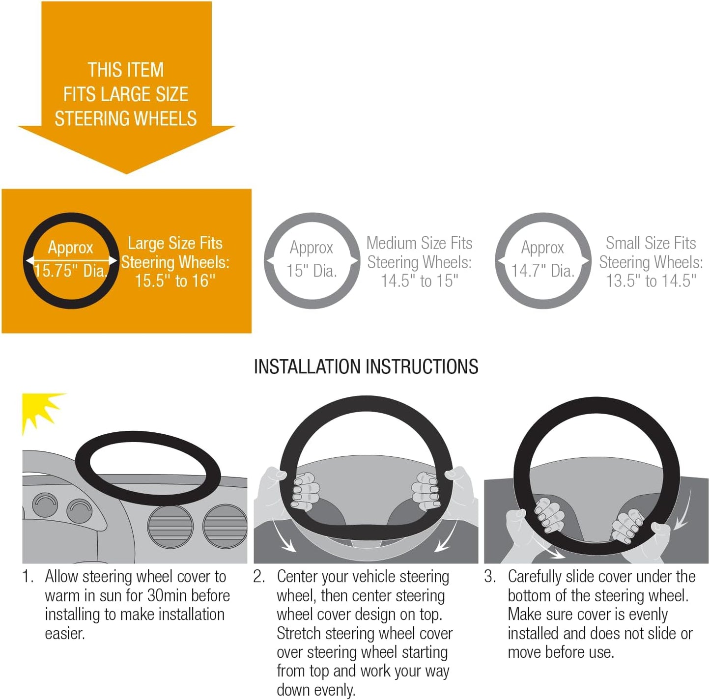 Cool Mesh Grip Car Steering Wheel Cover with Breathable Grip, Premium Faux Leather, Universal fit for All Cars, SUV, Mini-Van and Mid-Size Trucks with Steering Wheel Size 14.5" to 15"