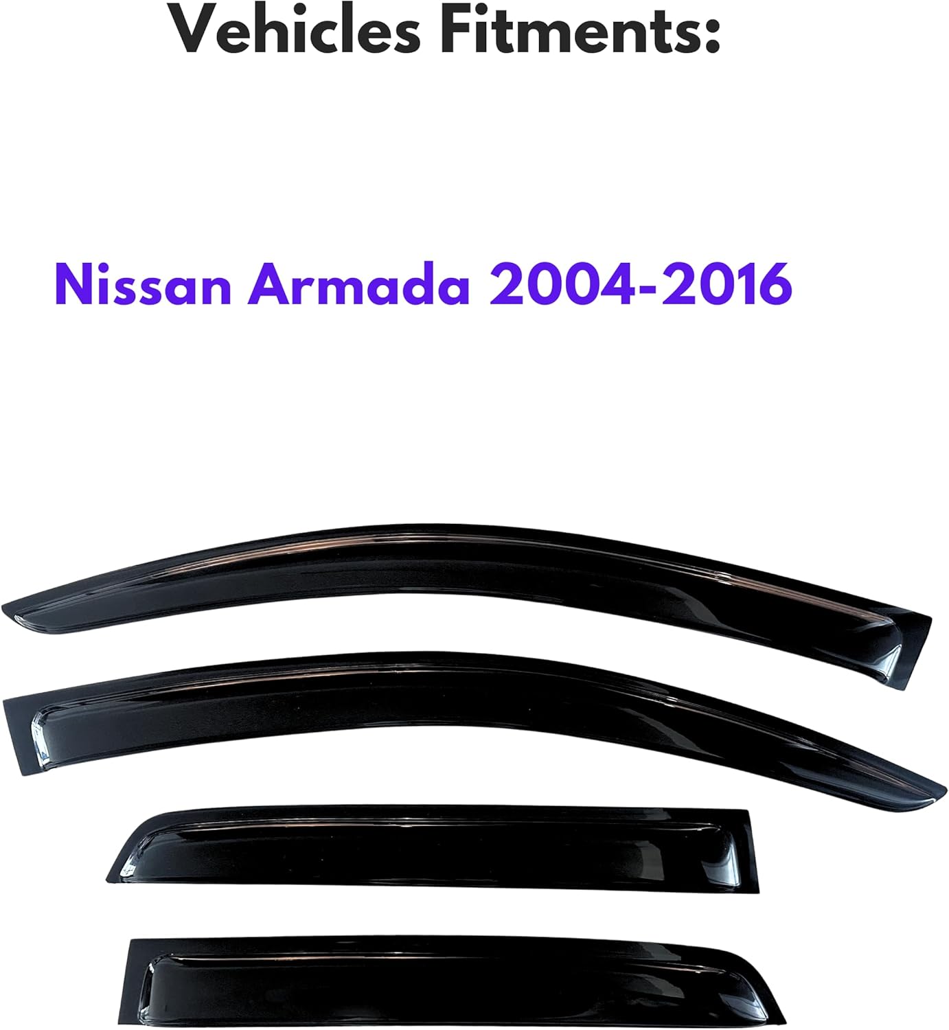 KPY Window Visors Compatible with Nissan Armada 2004-2016, 4PC Rain Guard Side Vent Deflectors Tape-On Style, 2004 2005 2006 2007 2008 2009 2010 2011 2012 2013 2014 2015 2016