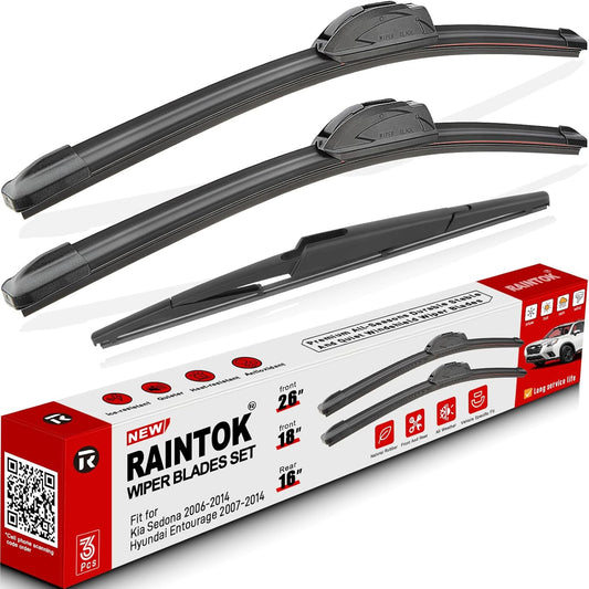 Windshield Wiper Blade Set Replacement for 2006-2011 Mini Cooper and Rear Windshield Wiper Blade-19"/18"/10" (Set of 3) U/J HOOK