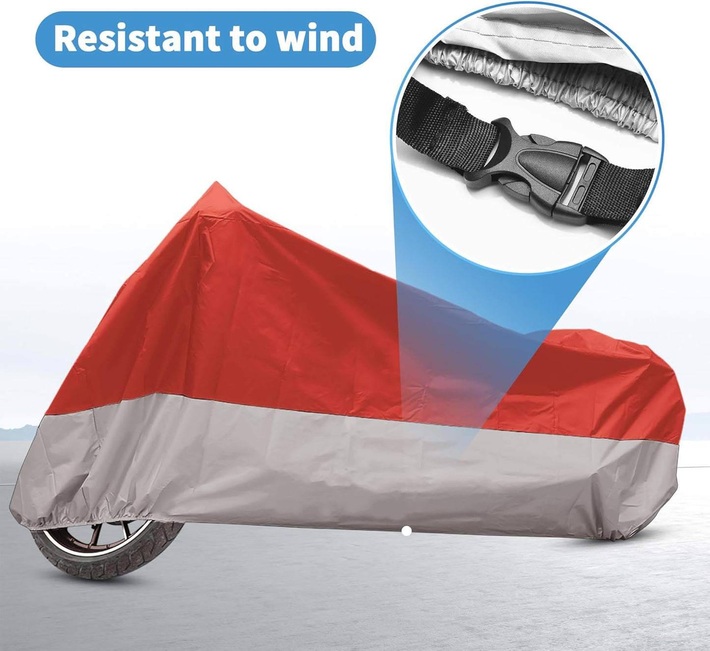 X AUTOHAUX Motorcycle Cover for Harley Davidson for Honda for Suzuki All Season Waterproof Sun Outdoor Protection Motorbike Cover Fits Up to 96.46'' Motorcycles Cover XL Red Silver Tone