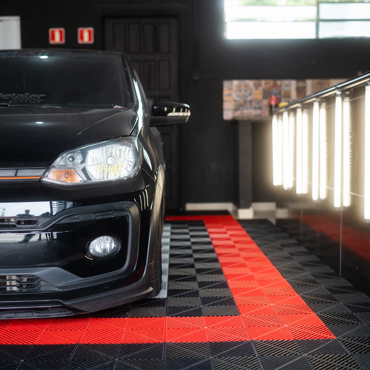 Interlocking Soft PVC Modular Garage Flooring Tile - 12"x12" | 5 Count - Pool Patio Floor, Ideal for Indoor and Outdoor Use, Interlocking Drainage Mats (Yellow, 12 x 12)