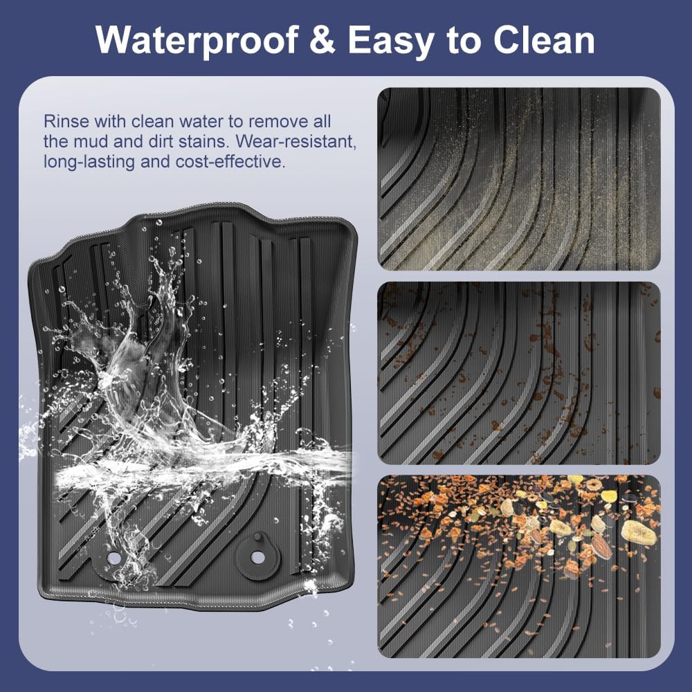 TPE Car Floor Mats for Toyota Tacoma 2016-2023 Double Cab (Only for Automatic), Custom Fit Carpet Floor All Weather Truck Mats - Front and Rear Row, 3PCS