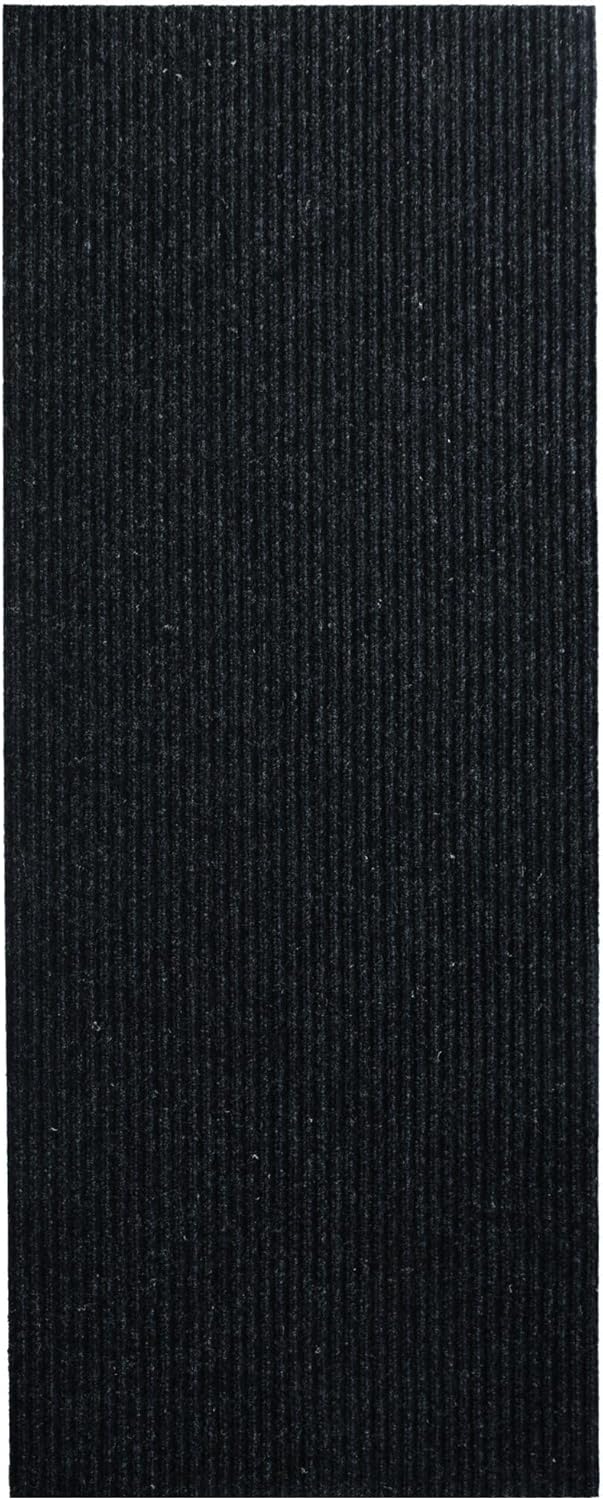 iCustomRug Spartan Weather Warrior Indoor/Outdoor Utility Ribbed Carpet Runner with Non-Slip Thermoplastic Rubber Backing, 4ft X 48ft in Black