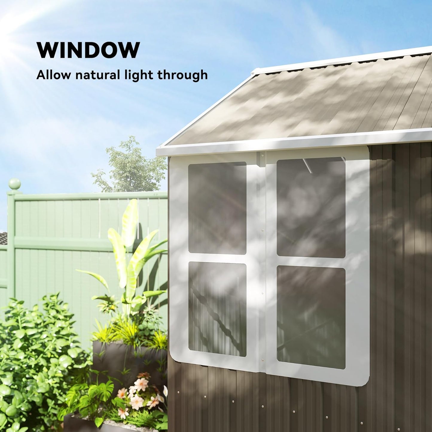 Outsunny 8' x 5.5' Outdoor Storage Shed, Metal Garden Shed with Window & Double Lockable Door, Outdoor Tool Shed Storage with Sloped Roof for Backyard, Patio, Garage, Lawn, Gray
