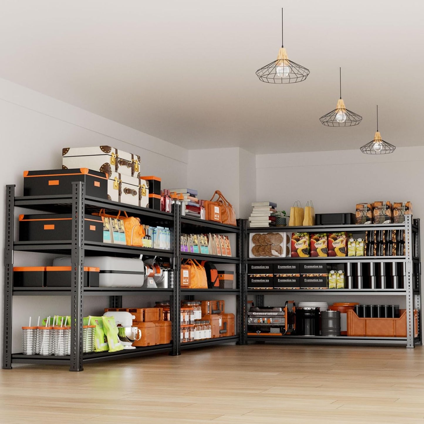 Storage Shelves Heavy Duty 3 PCS, 48"L x 18"W x 60"H Garage Wire Shelving Unit Loads 2640LBS, 4-tier Adjustable Metal Industrial Utility Shelf Rack for Kitchen, Laundry, Pantry, Warehouse, Basement