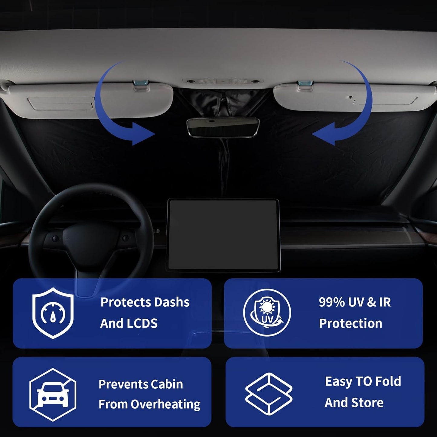 for Focus Windshield Sun Shade Sunshade for Ford Focus 2012-2018 Windshield Cover Fit 2020 2024 Focus S RS, ST, SE, SEL, Titanium, Electric Sedan Hatchback Accessories Sun Visor Protector Block UV Ray