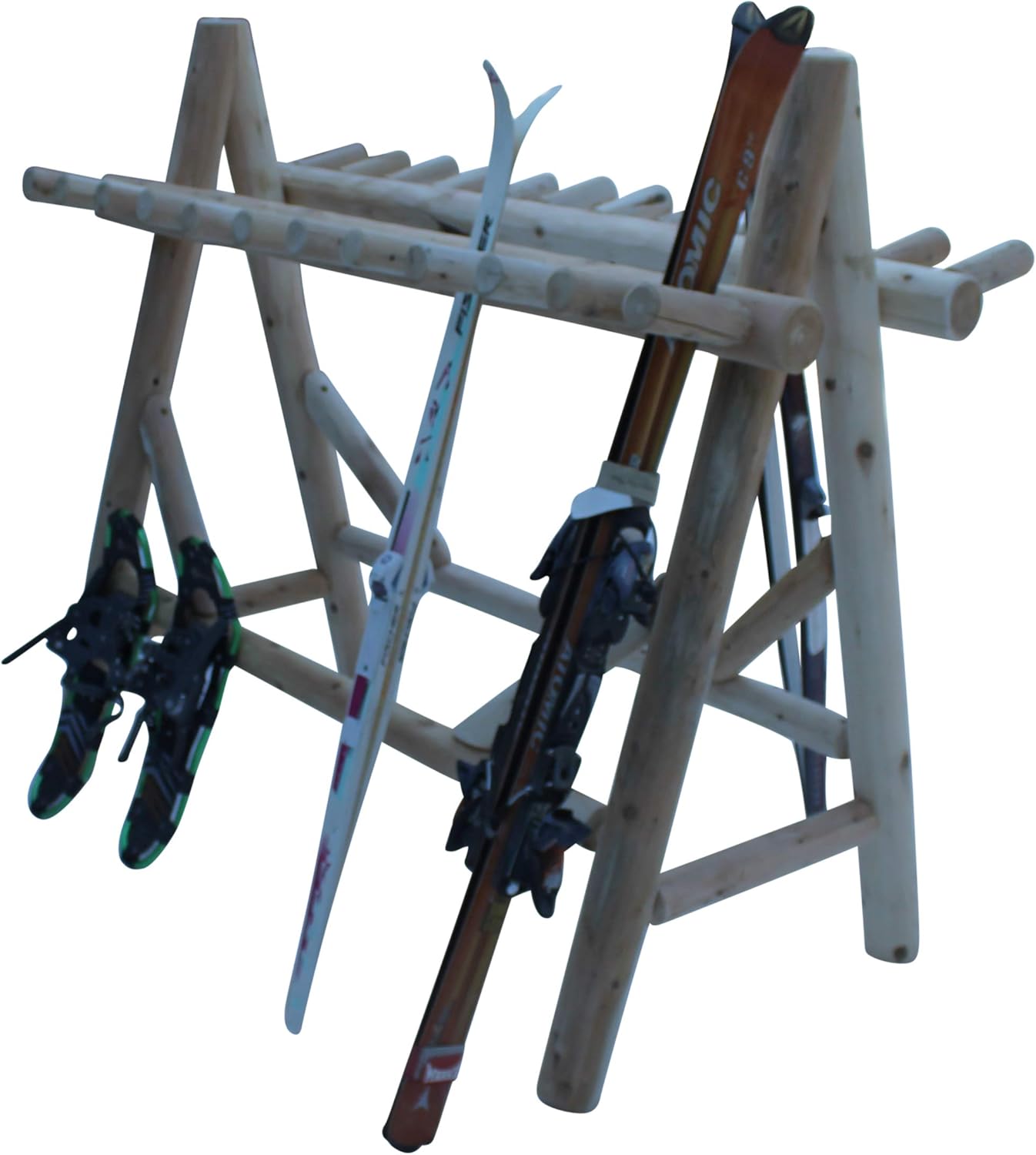 22-Place Freestanding Ski Log Racks, Pole Ski Holders, Garage Racks for Organization, Pole Stands, Snowboard Rack Garage, Snow Skis Sports Storage - Unfinished