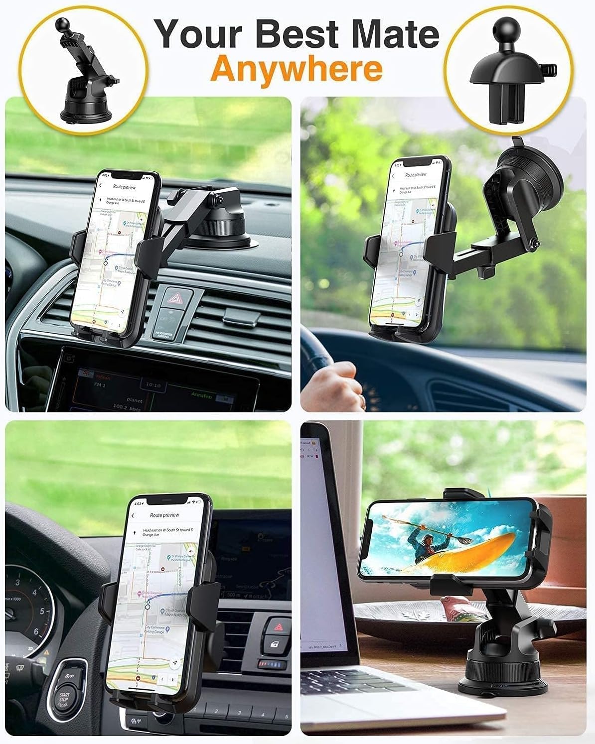 VANMASS [2025 Upgrade Phone Holders for Your Car [Super Suction Cup] Cell Phone Mount Car Dashboard Window Vent Desk Fit for iPhone 16 Pro Max 15 14 Universal Handsfree Automobile Vehicle Cradle