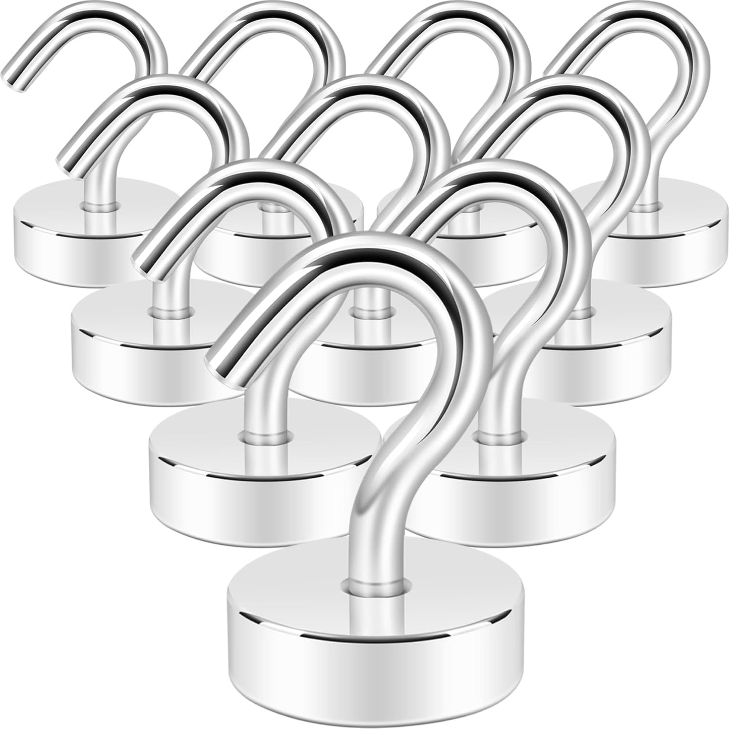 Neosmuk Magnetic Hooks, Cruise Ship Essentials, 30lb+ Heavy Duty Magnetic Hooks for Cruise Cabins, Refrigerator, Grill, Hanging, and Travel | Extra Strong Must-Haves Magnet Hook,Silver,Pack of 10