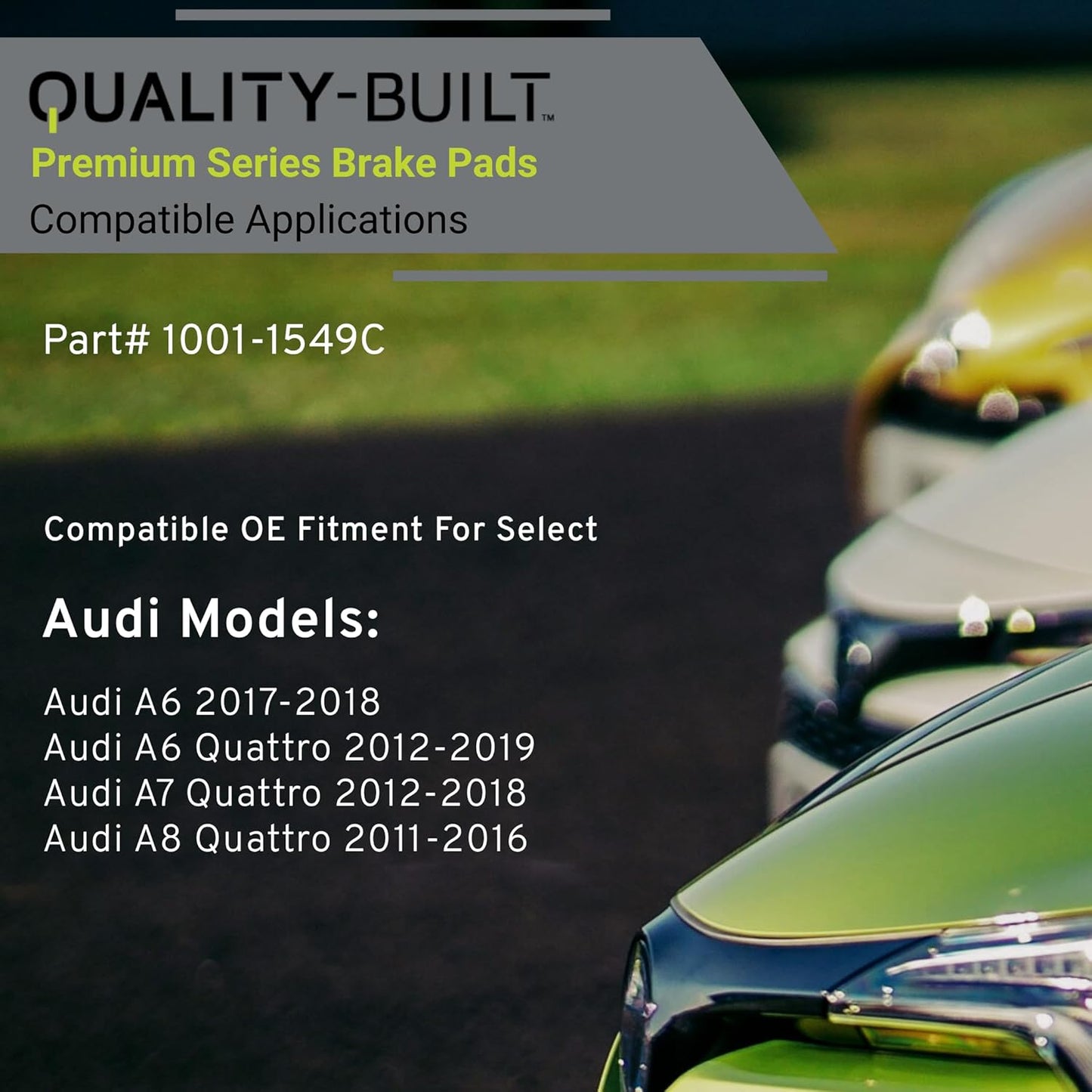 Premium Ceramic Front Brake Pads (1001-1549C) Compatible with Audi A6 2017-2018, Audi A6 Quattro 2012-2019, Audi A7 Quattro 2012-2018, Audi A8 Quattro 2011-2016