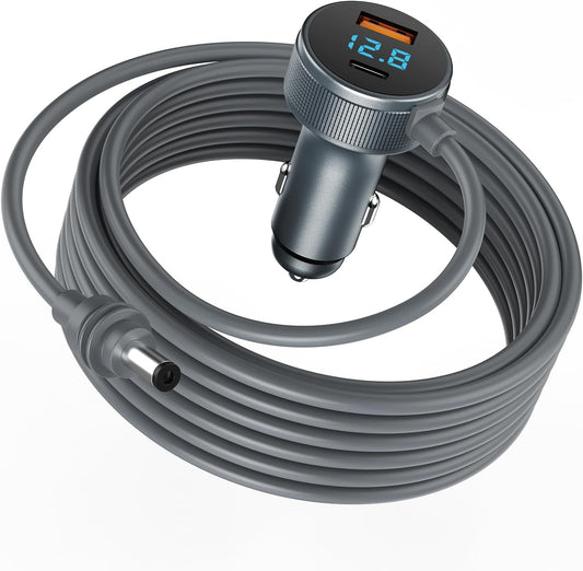 Starlink Mini Cable,3-in-1 Starlink Mini Car Adapter with Digital Display, Starlink Mini Power Cable12V-48V，Cigarette Lighter Adapter with USB C PD 40W& USB A 35W Ports for Trucks and Cars(10FT)