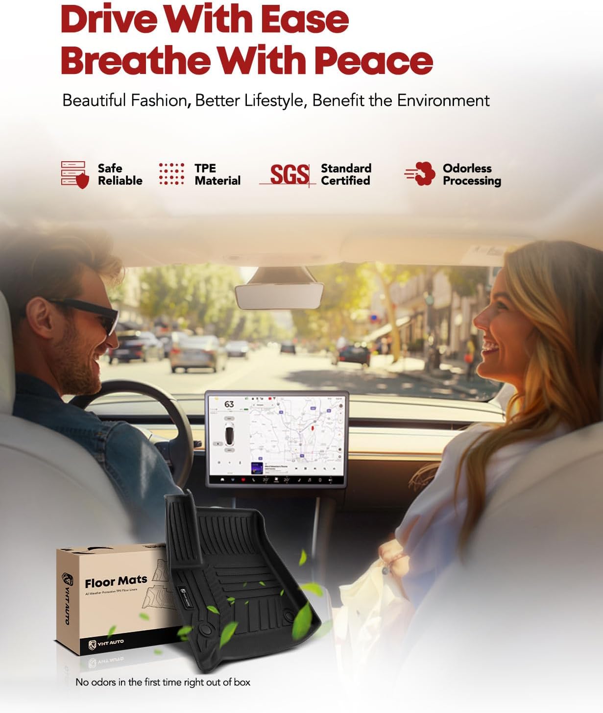 YHTAUTO Floor Mats & Cargo Liner Fit for 2018-2024 Chevrolet Traverse 7 Seats with 2nd Row Bucket Seat, TPE Rubber All Weather Floor Liner, Traverse Accessories Odorless Car Mat