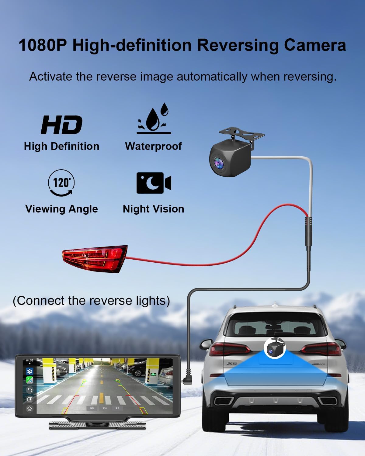 Carplay Screen for Car, 10.26’’ HD Wireless Apple Carplay & Android Auto Touch Screen, with Backup Camera, Car Play Radio Screen, GPS Navigation/Mirror Link/Voice Control/Bluetooth/FM, Plug & Play