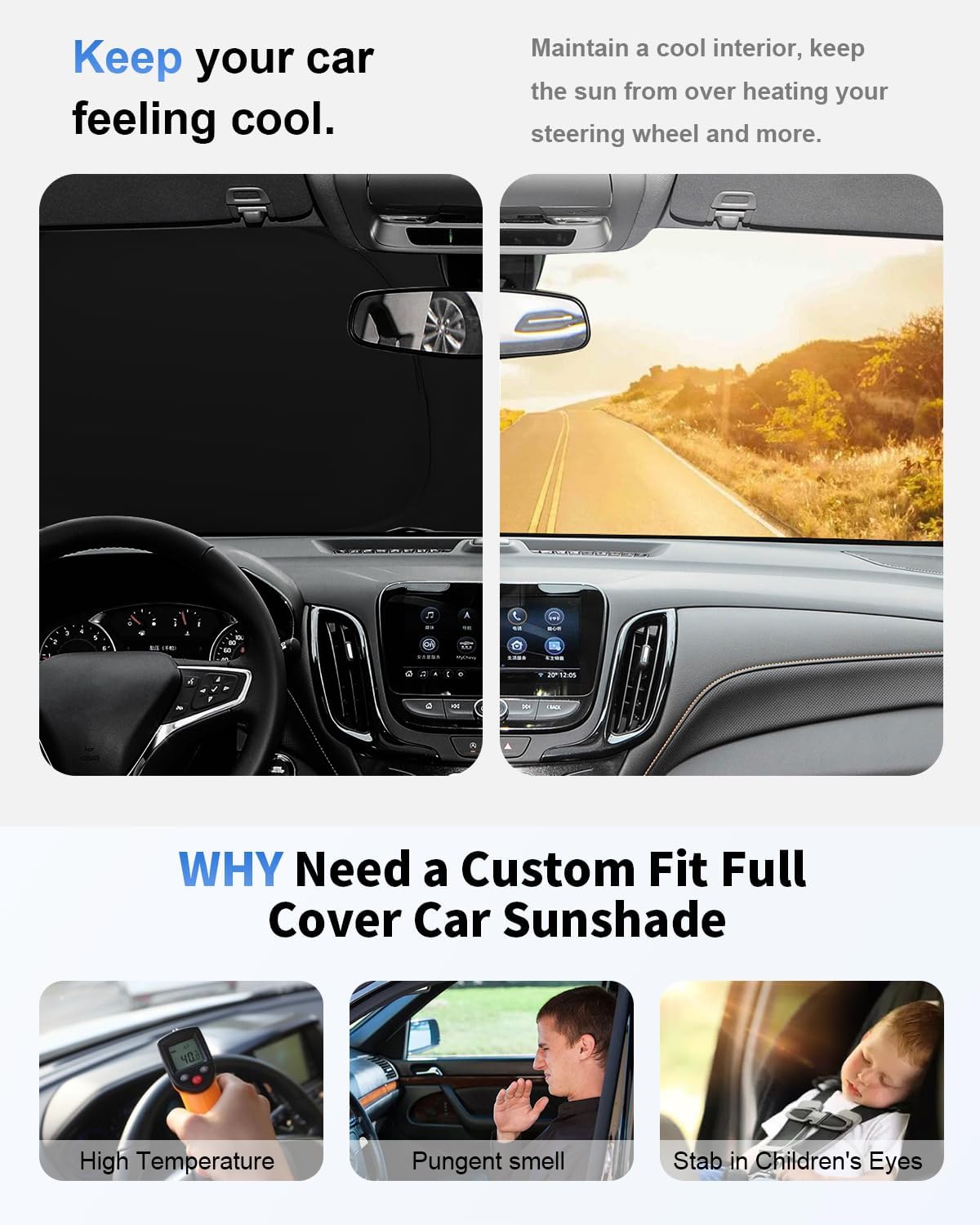 Sun Shade for Mini Cooper Windshield Sunshade fit for 2015-2023 2024 2025 BMW Mini Cooper F55 Accessories Front Window Shield Sun Visor Protector Block UV Ray Heat