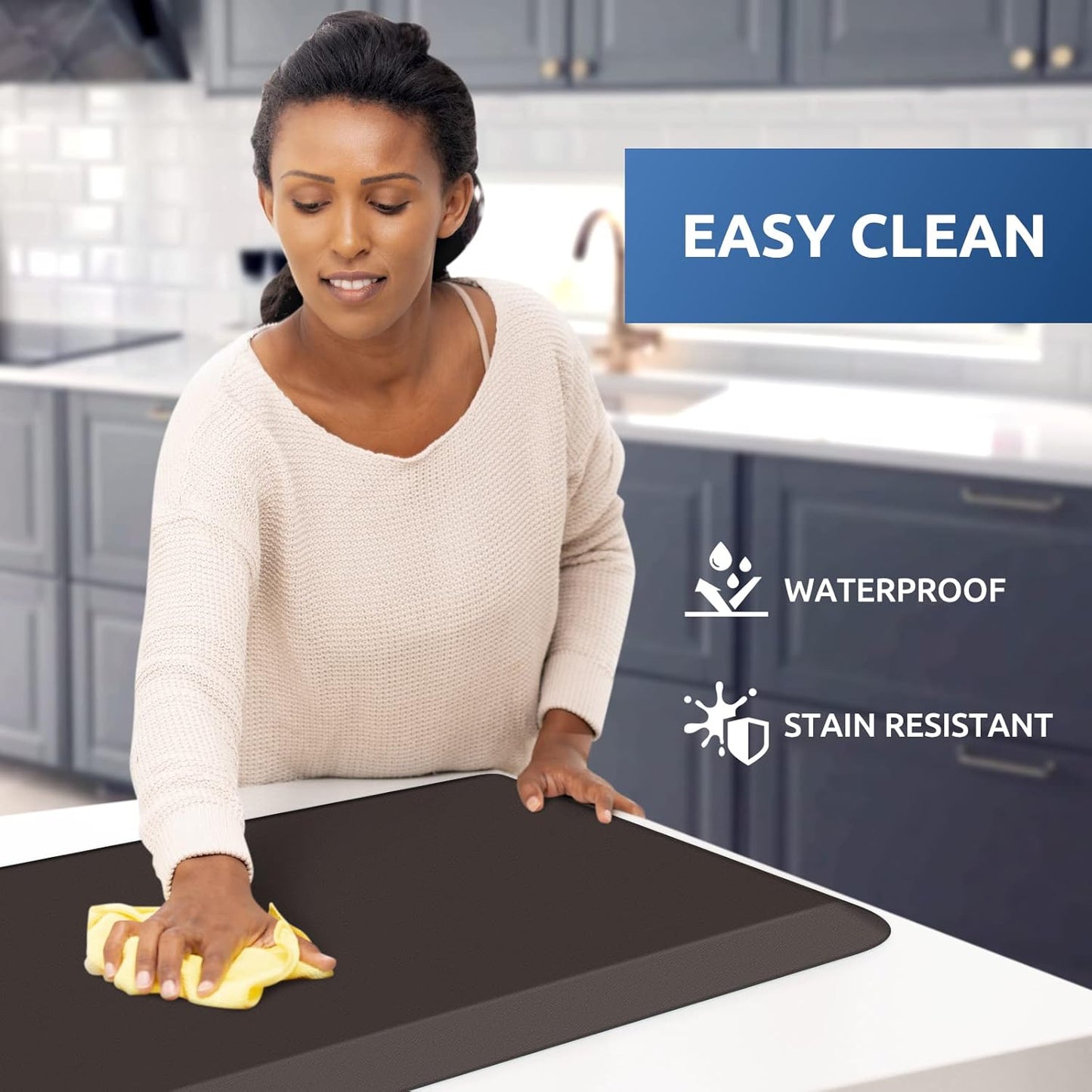 KitchenClouds Kitchen Mat Cushioned Anti Fatigue Kitchen Rug Non Slip Standing Mat Comfort Floor Mats for Sink Office (17.3"x60"- 0.8inch)