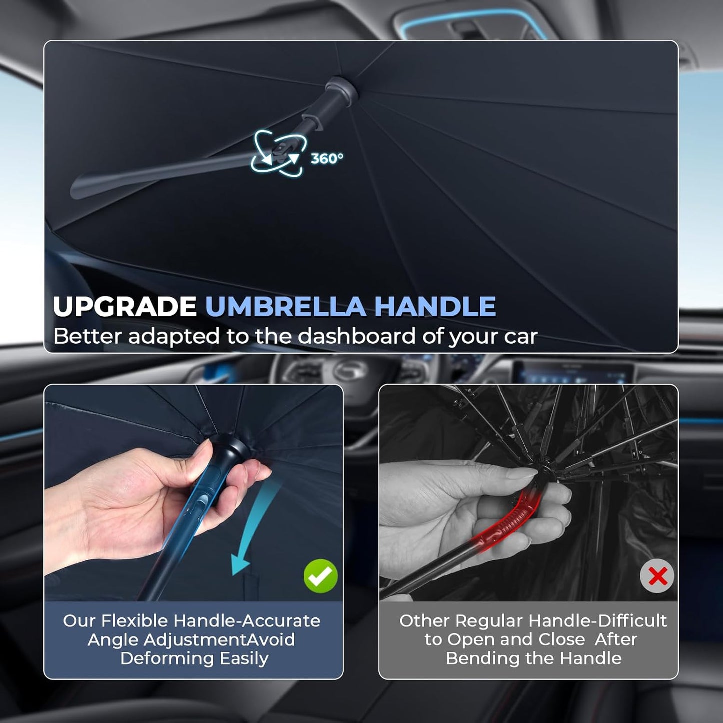 Windshield Sun Shade Umbrella Compatible with 2020-2025 Mercedes-Benz GLE Accessories: Custom Fit 240T Silver, Double Thickened, Foldable Window Sunshade, Ultimate 99% UV Blocking for 350/450/580/53