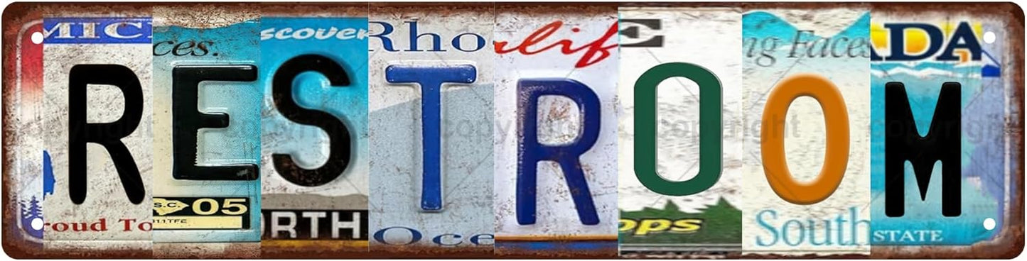 RESTROOM Vintage Metal Tin Sign, Street Sign, Home Decor, Room Decor, Wall Decor, Bathroom Decor, Bar Decor, Cafe Decor, Garage Decor, 16 x 4 Inch